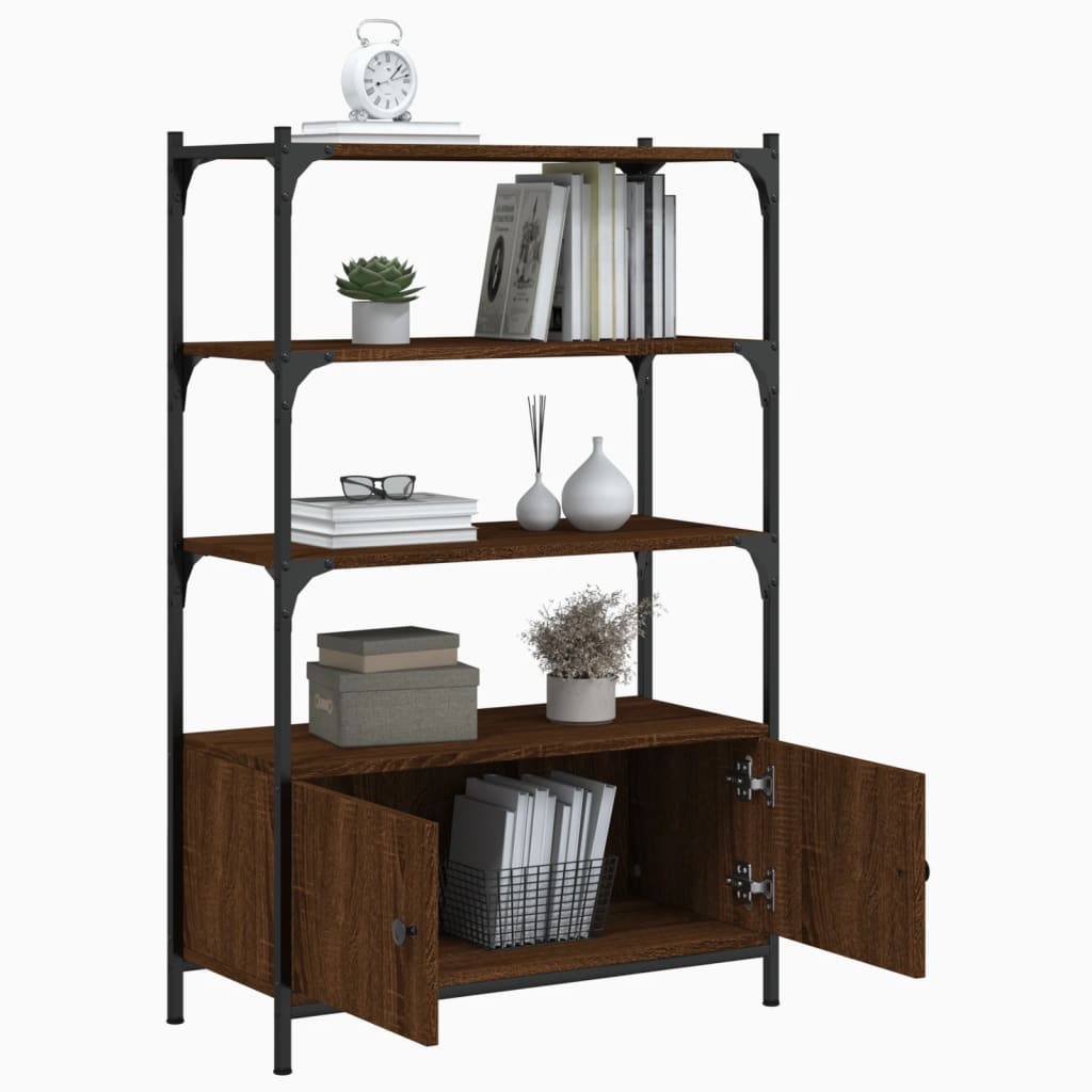 3-tier bookcase, brown oak, 70x30x109.5 cm, processed wood