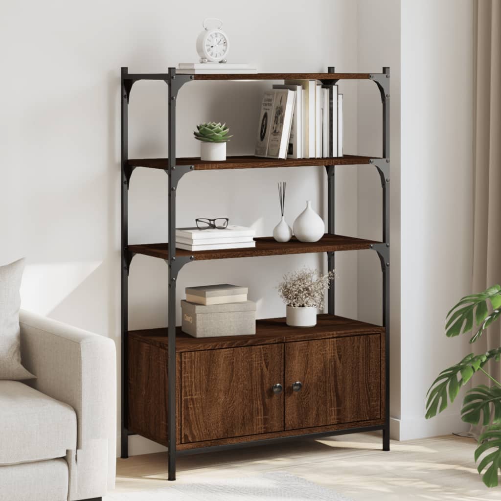 3-tier bookcase, brown oak, 70x30x109.5 cm, processed wood