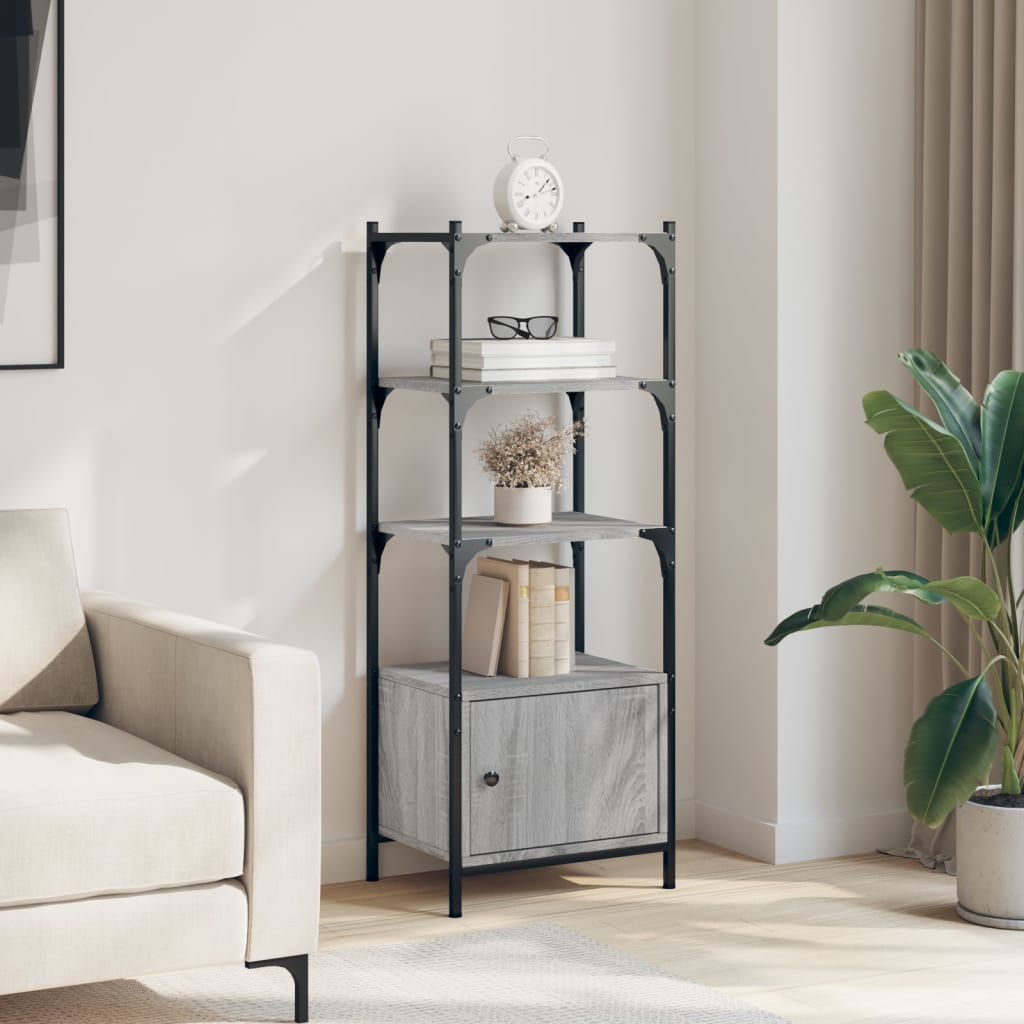 3-tier bookcase, sonoma gray, 41x30x109.5 cm, processed wood