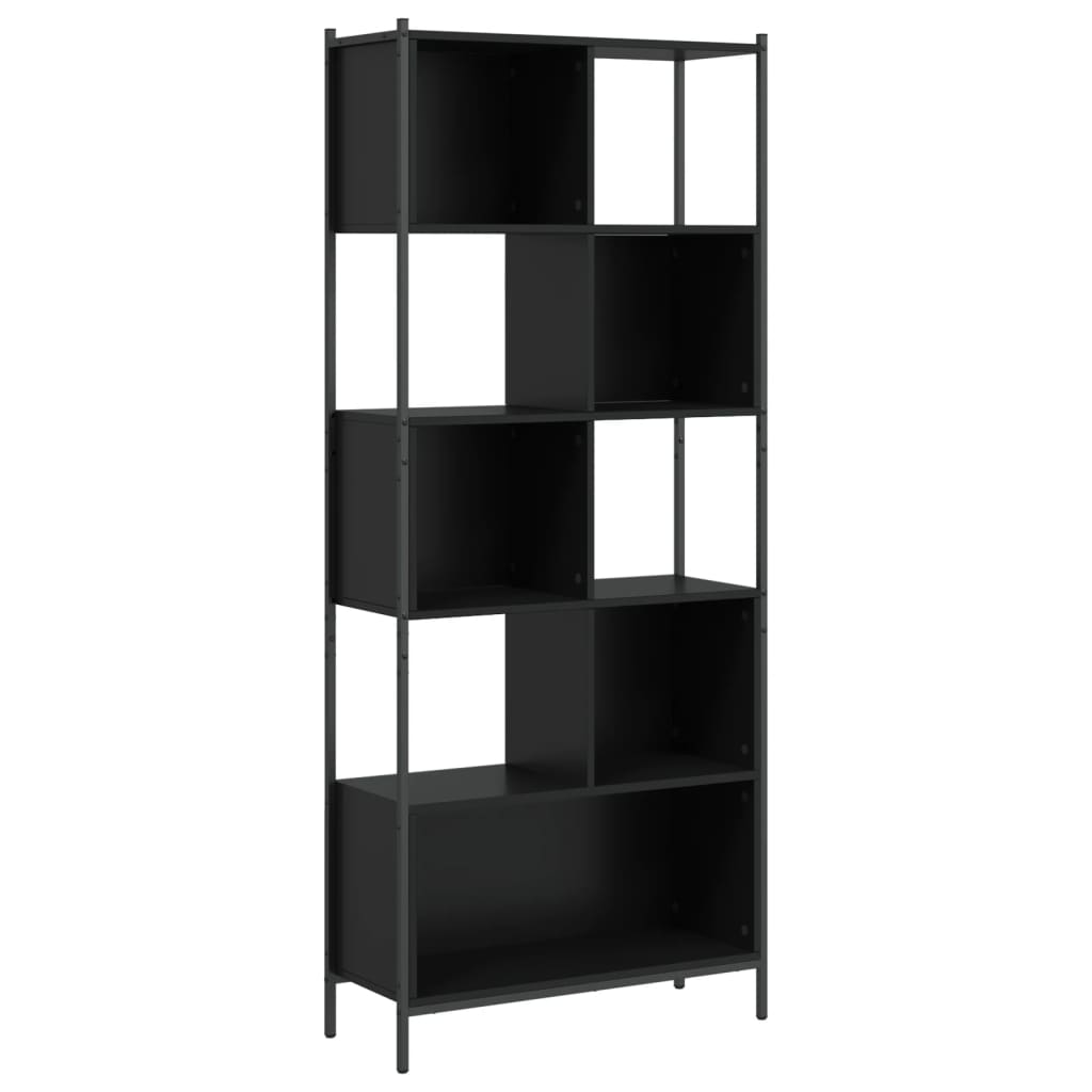 Bibliotecă, negru, 72x28x172 cm, lemn prelucrat