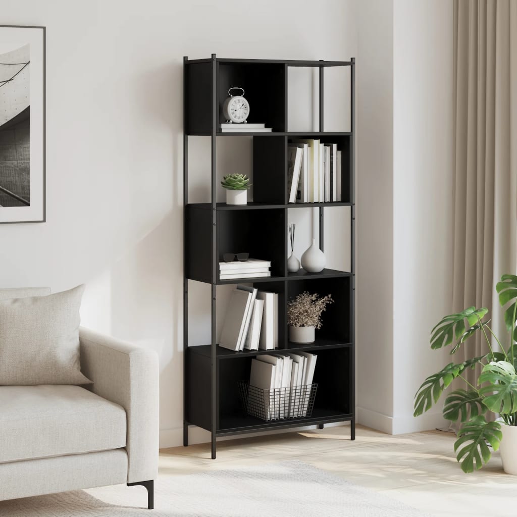 Bibliotecă, negru, 72x28x172 cm, lemn prelucrat