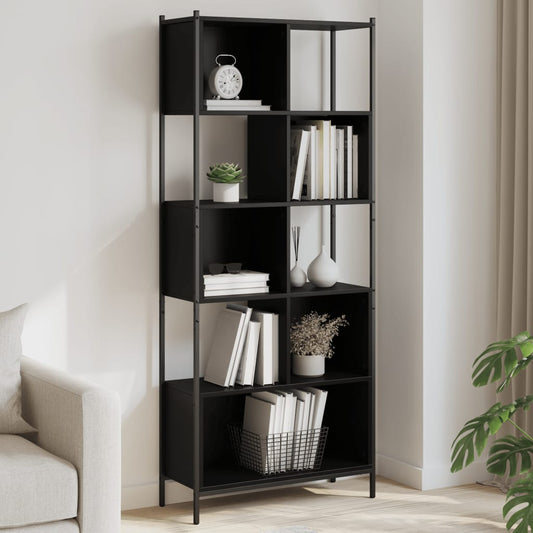 Bibliotecă, negru, 72x28x172 cm, lemn prelucrat