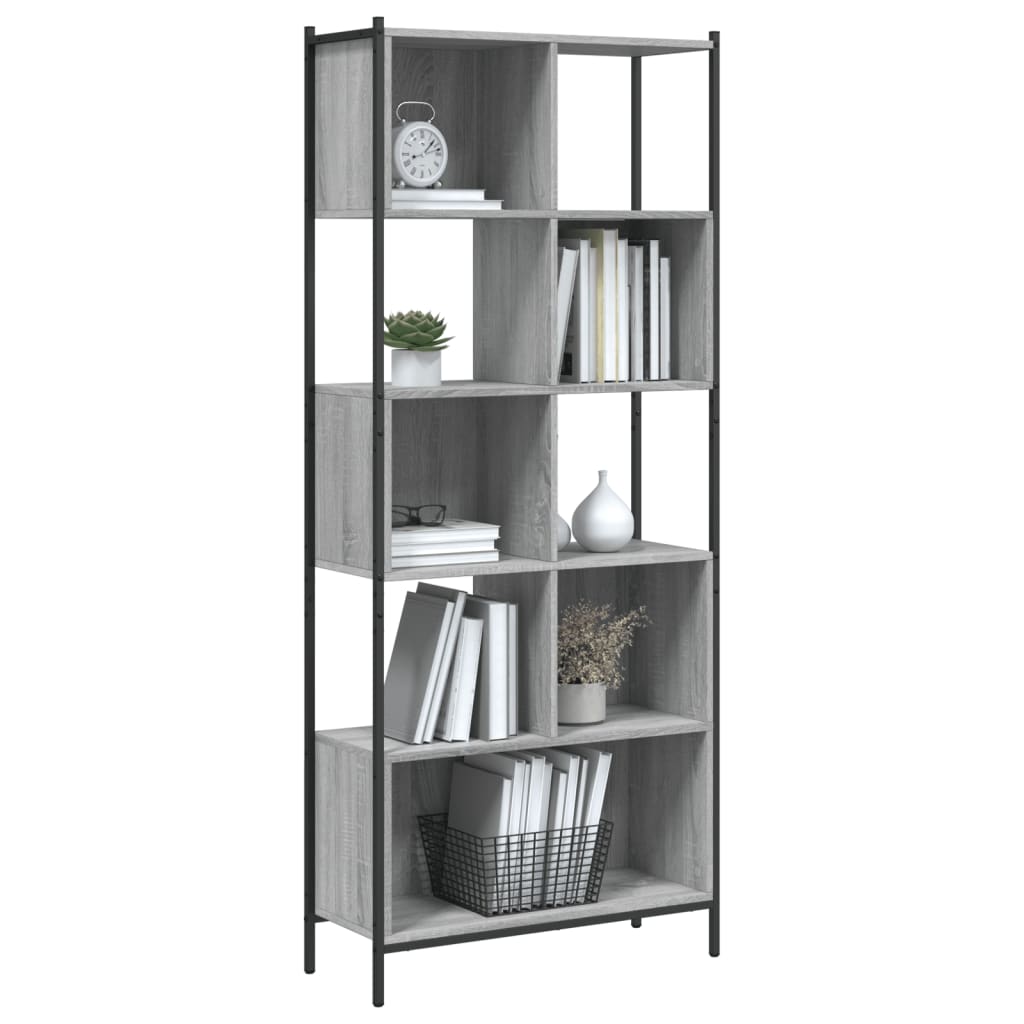 Bookcase, sonoma grey, 72x28x172 cm, engineered wood