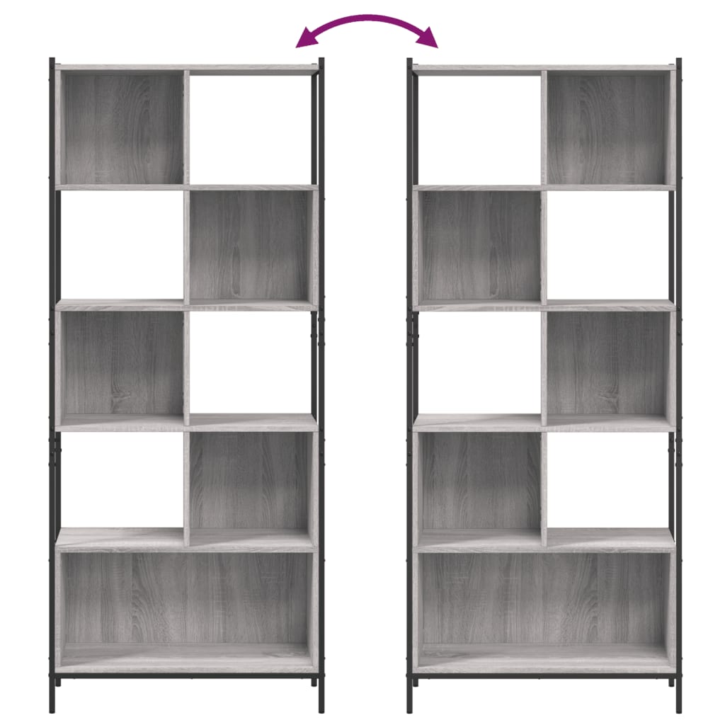 Bookcase, sonoma grey, 72x28x172 cm, engineered wood