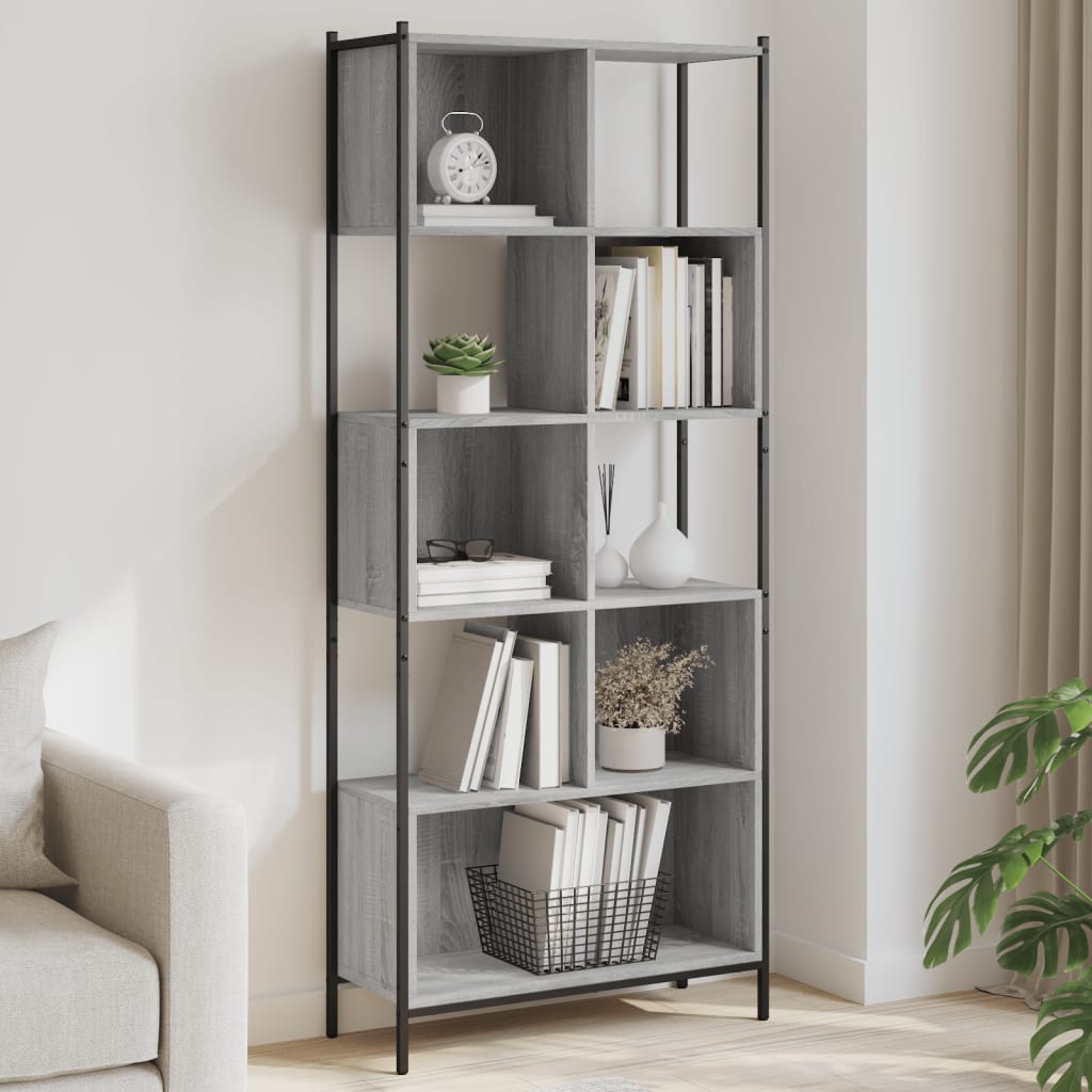 Bookcase, sonoma grey, 72x28x172 cm, engineered wood