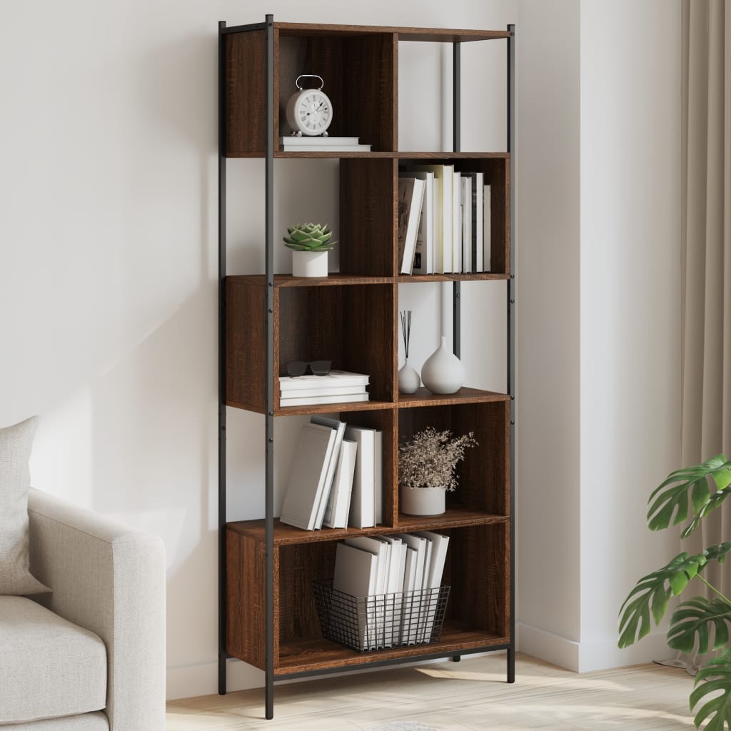 Bookcase, brown oak, 72x28x172 cm, processed wood