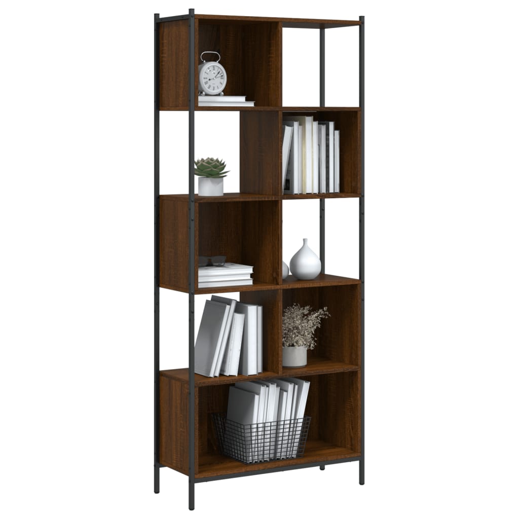 Bookcase, brown oak, 72x28x172 cm, processed wood