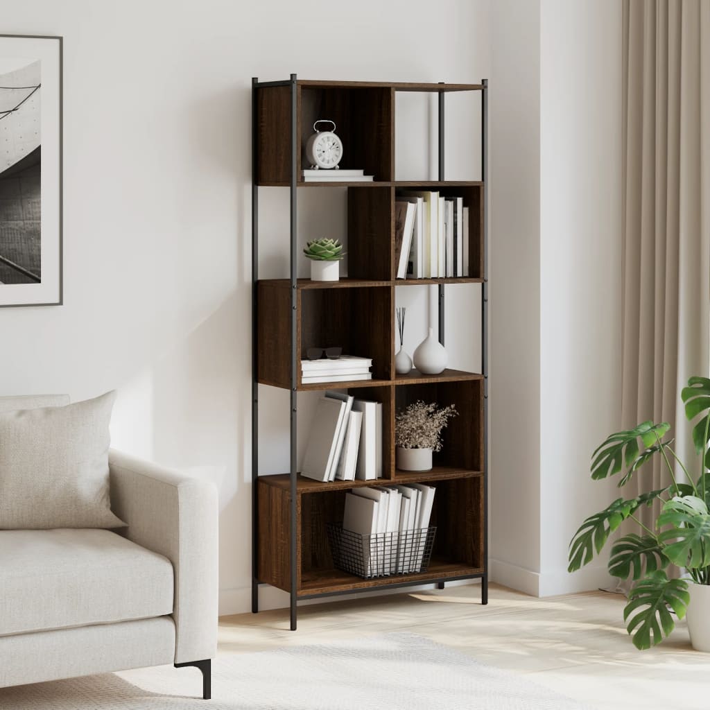 Bookcase, brown oak, 72x28x172 cm, processed wood