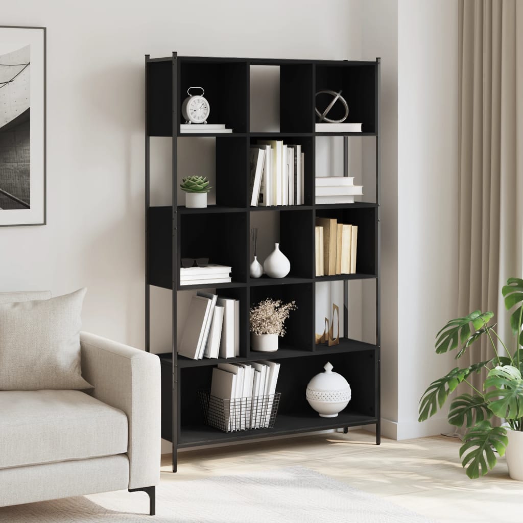 Bookcase, black, 102x28x172 cm, processed wood