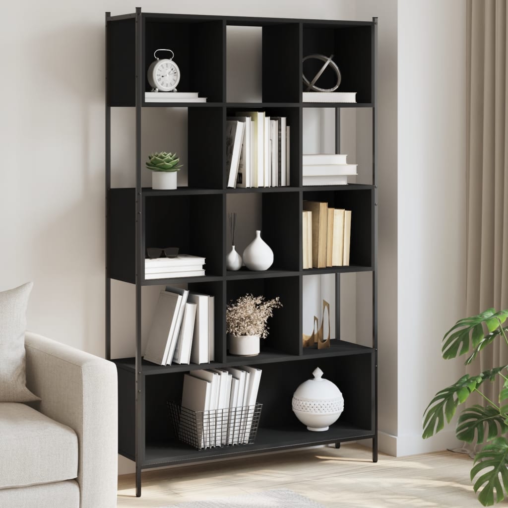 Bookcase, black, 102x28x172 cm, processed wood