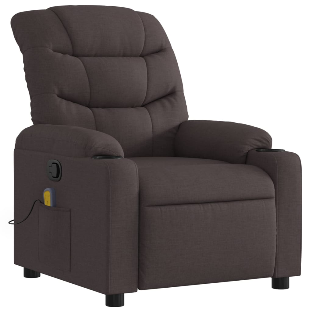 Folding massage chair, dark brown, fabric