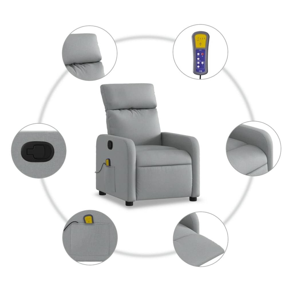 Folding massage chair, light gray, textile