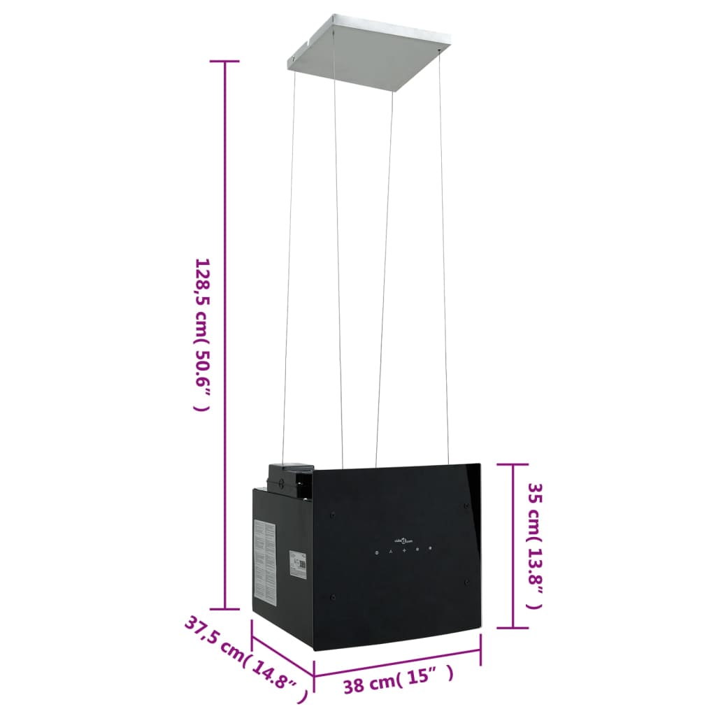 Island hood with LCD touch sensor, tempered glass