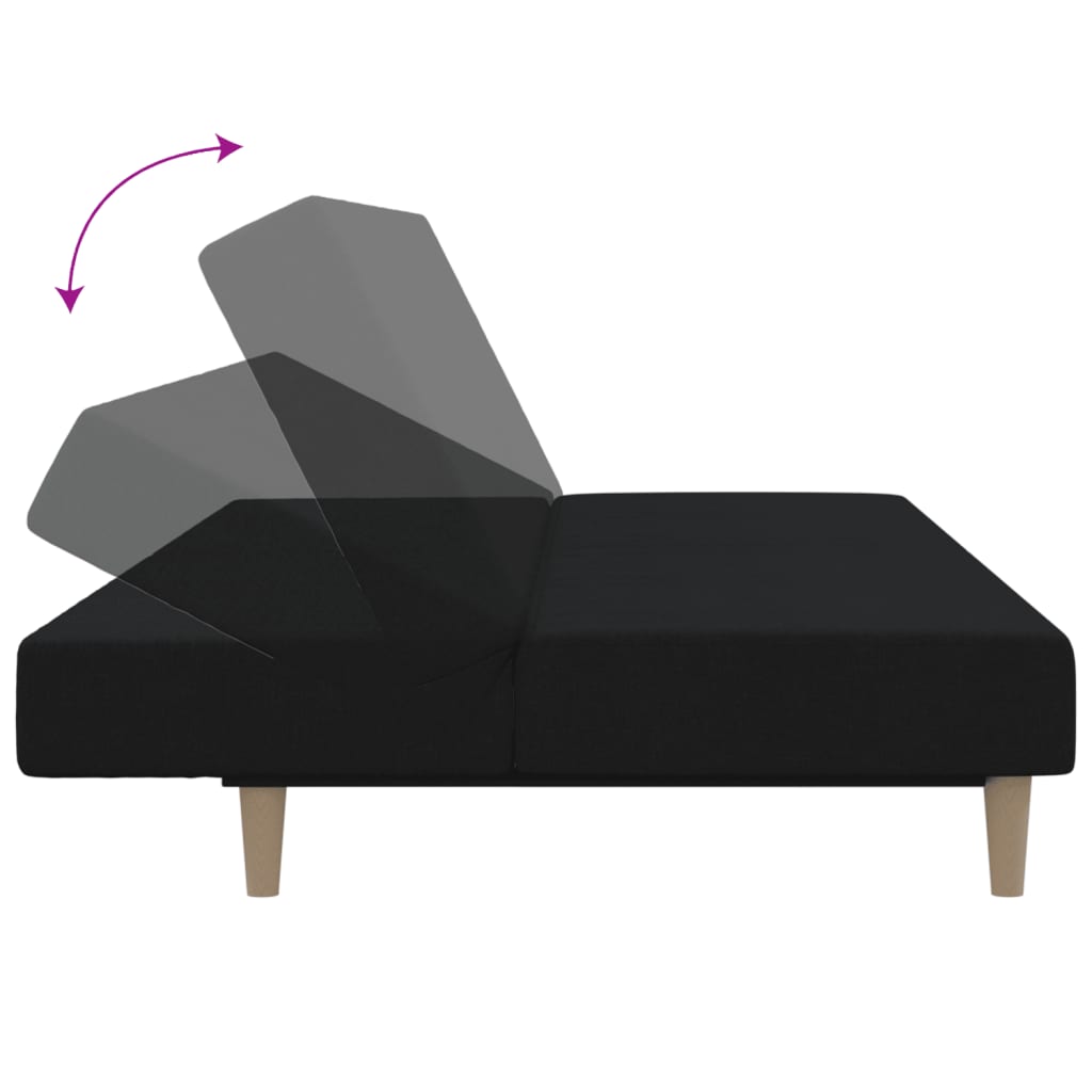 2-seater sofa bed, black, fabric