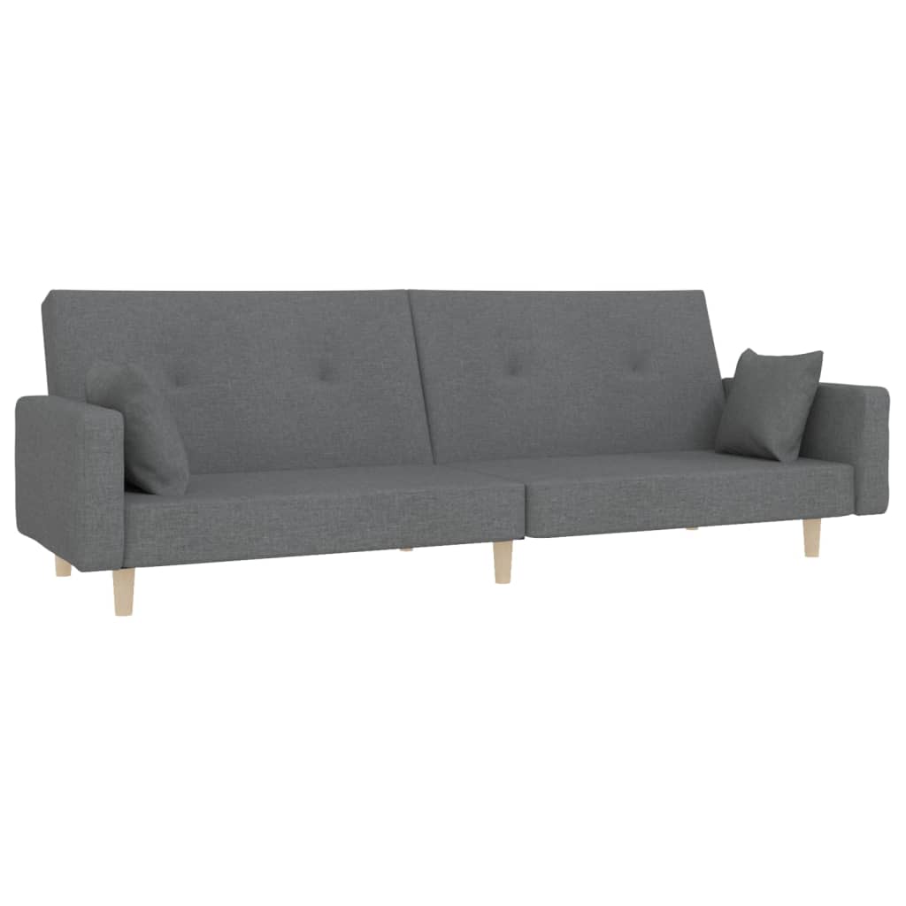 2-seater sofa bed, 2 cushions, light grey, textile