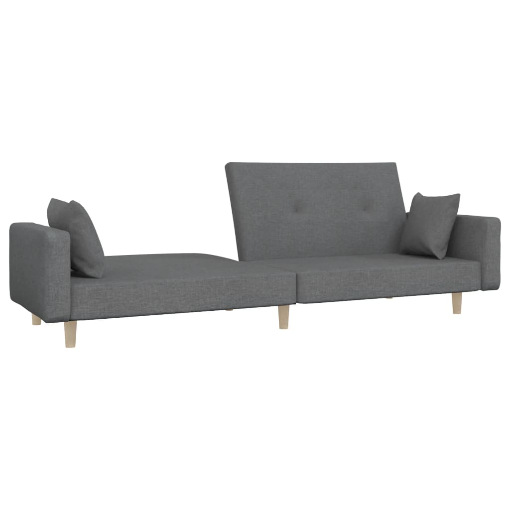 2-seater sofa bed, 2 cushions, light grey, textile