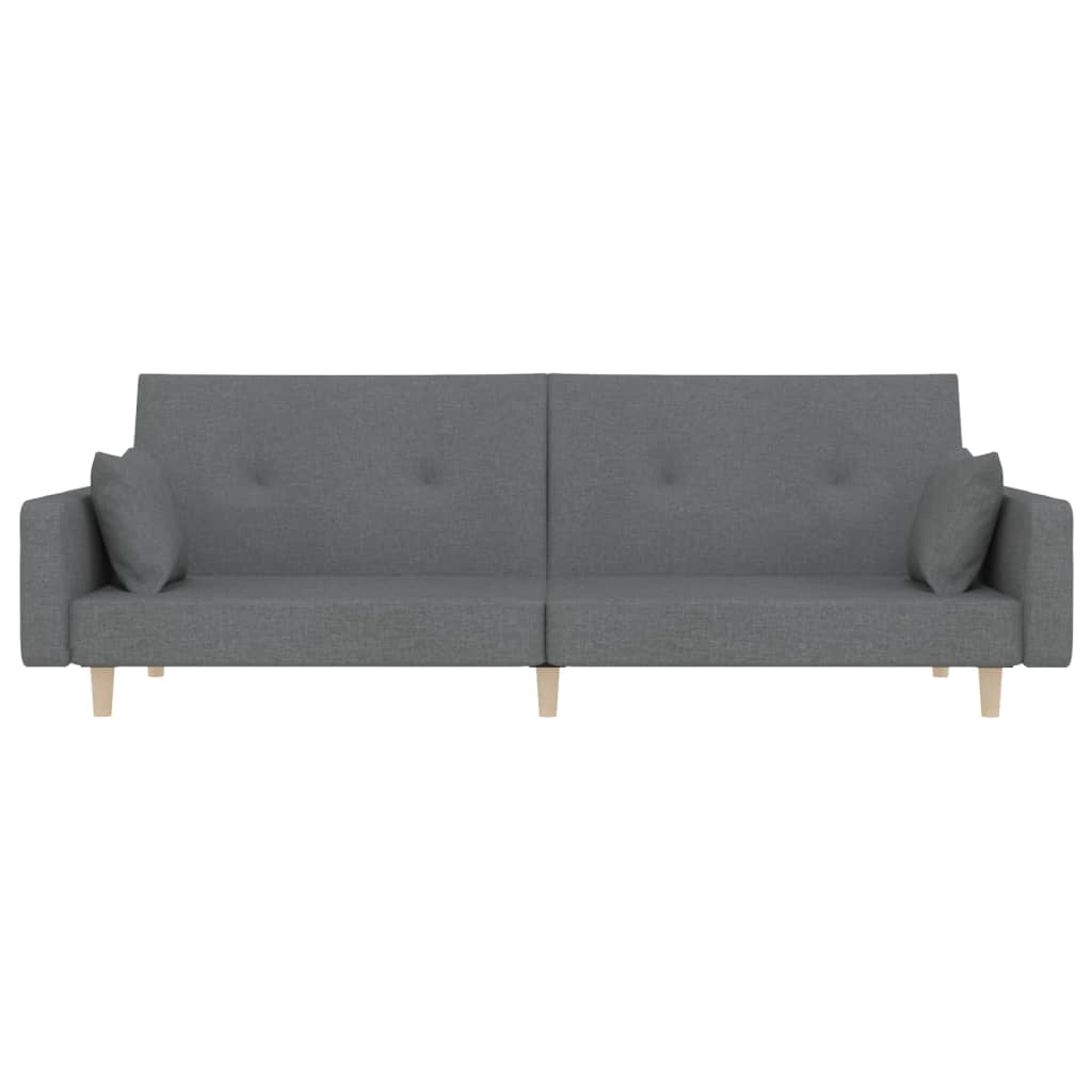 2-seater sofa bed, 2 cushions, light grey, textile