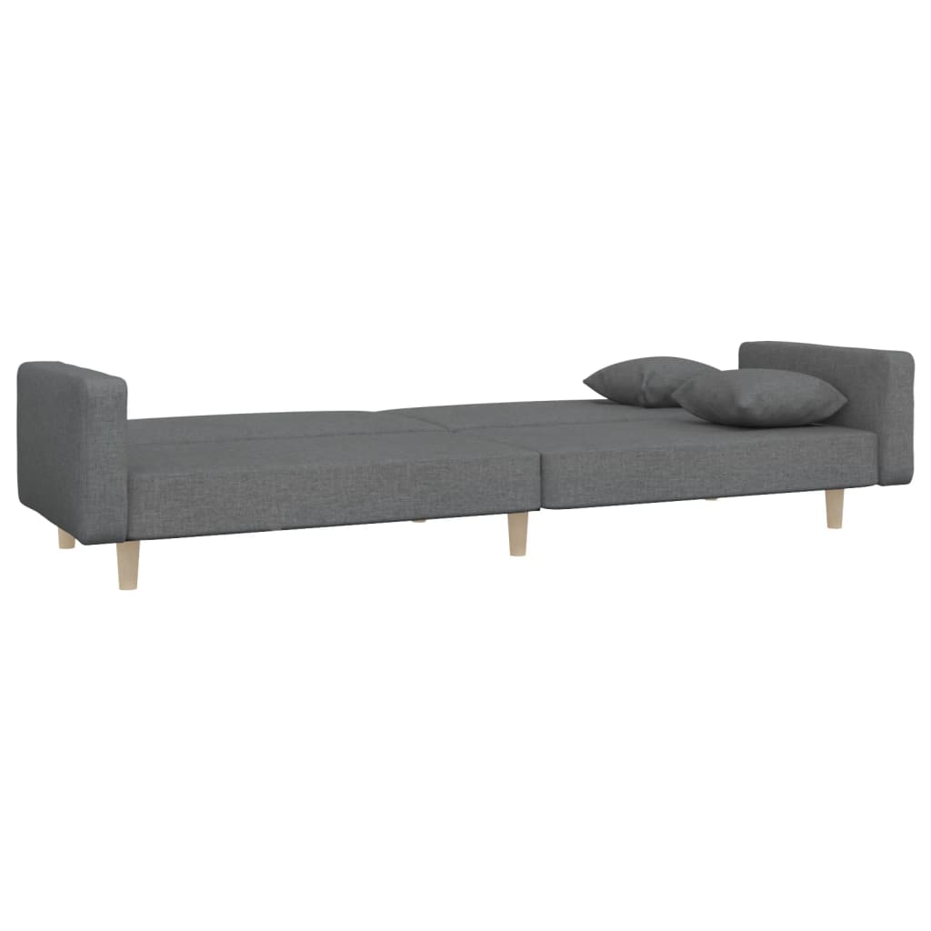 2-seater sofa bed, 2 cushions, light grey, textile