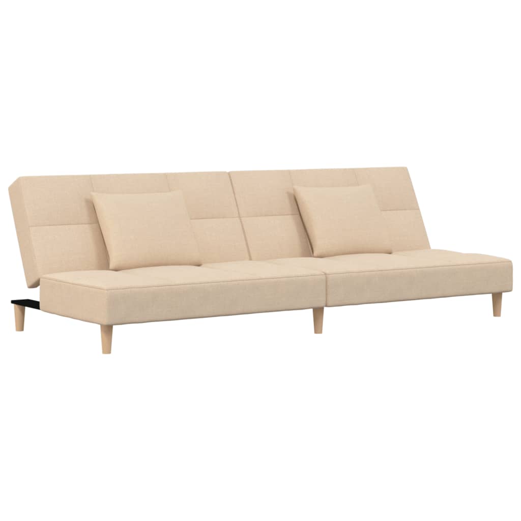 2-seater sofa bed, 2 cushions, cream, textile