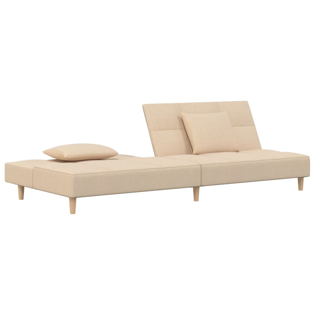 2-seater sofa bed, 2 cushions, cream, textile