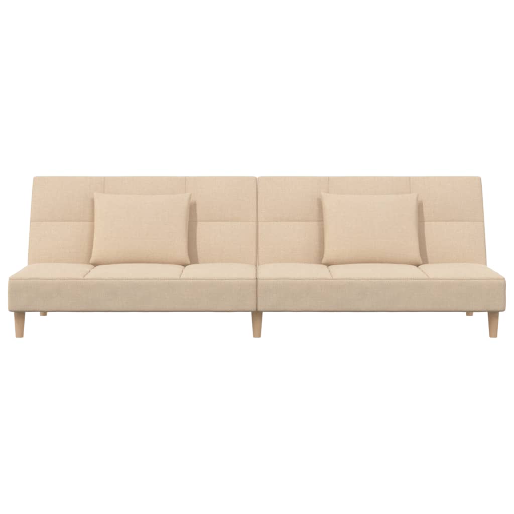 2-seater sofa bed, 2 cushions, cream, textile