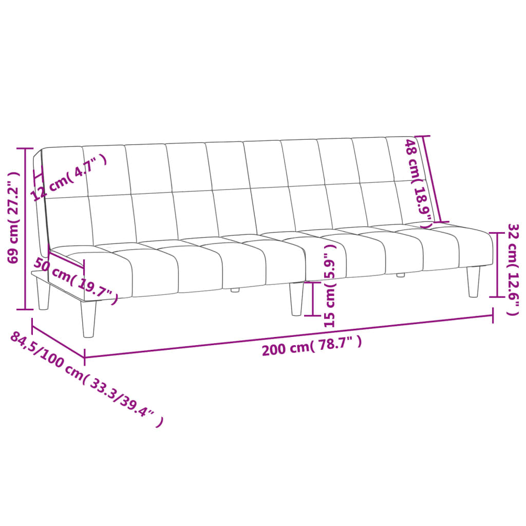 2-seater sofa bed, light grey, fabric