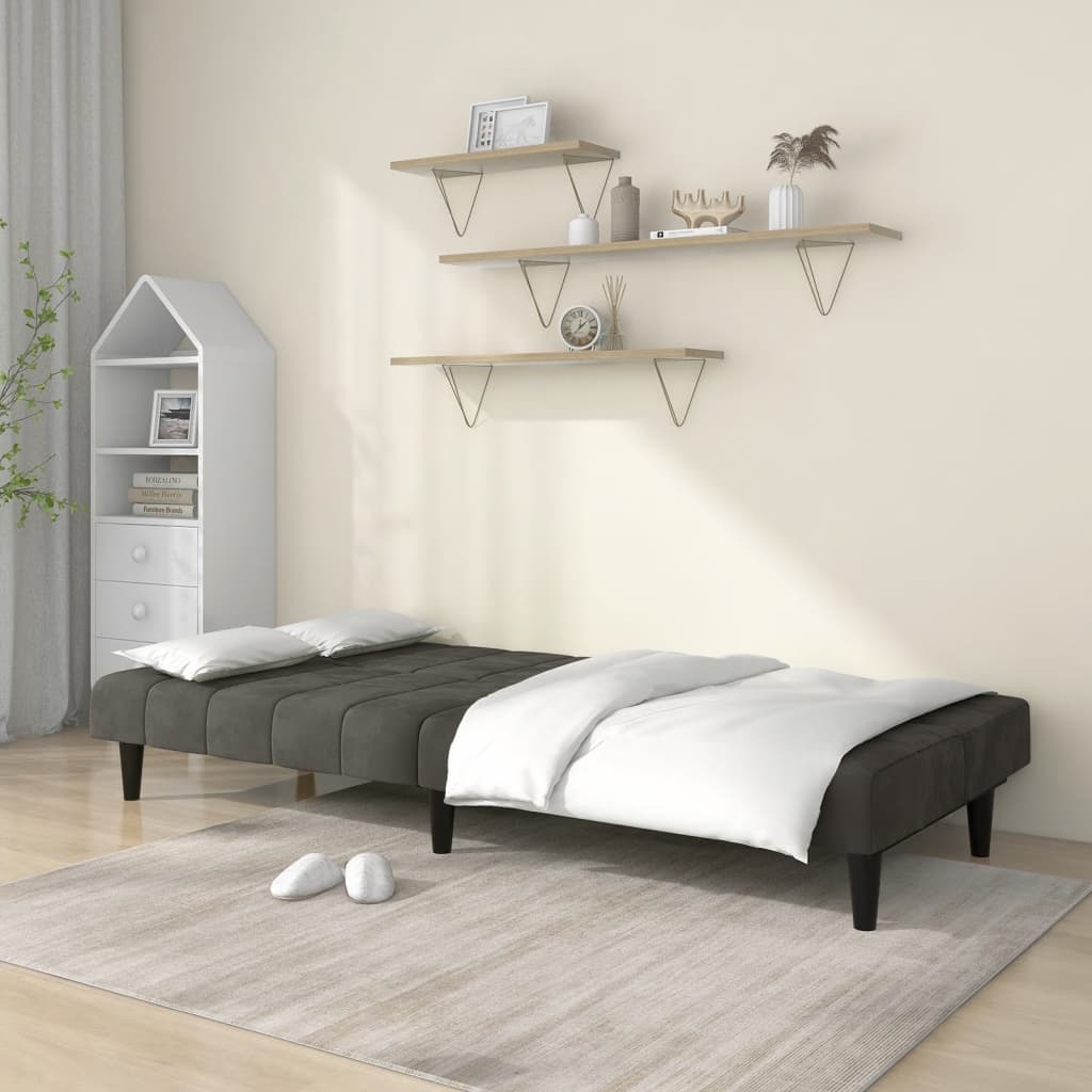 2-seater sofa bed, dark grey, velvet