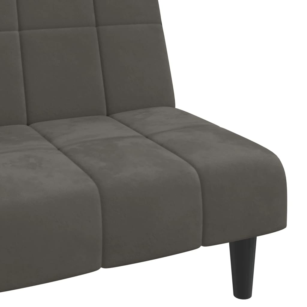 2-seater sofa bed, dark grey, velvet