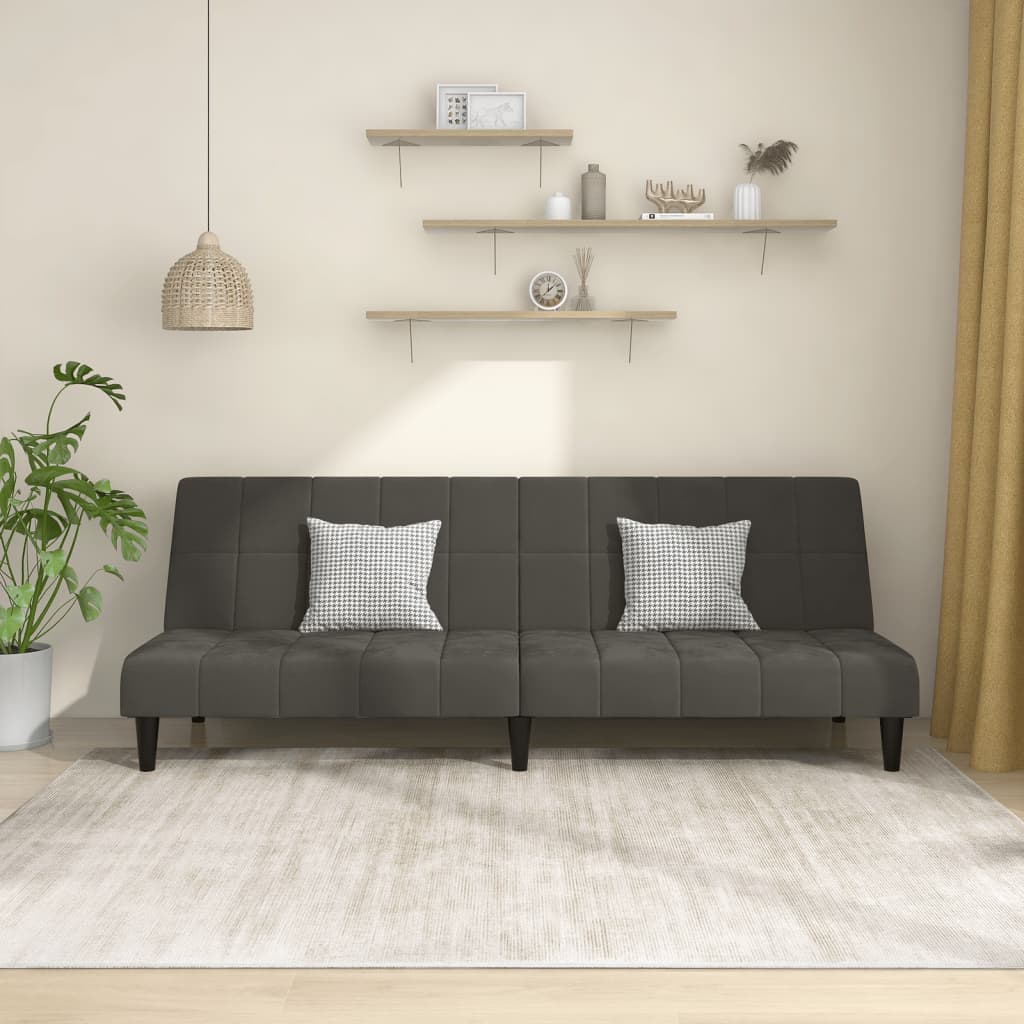 2-seater sofa bed, dark grey, velvet