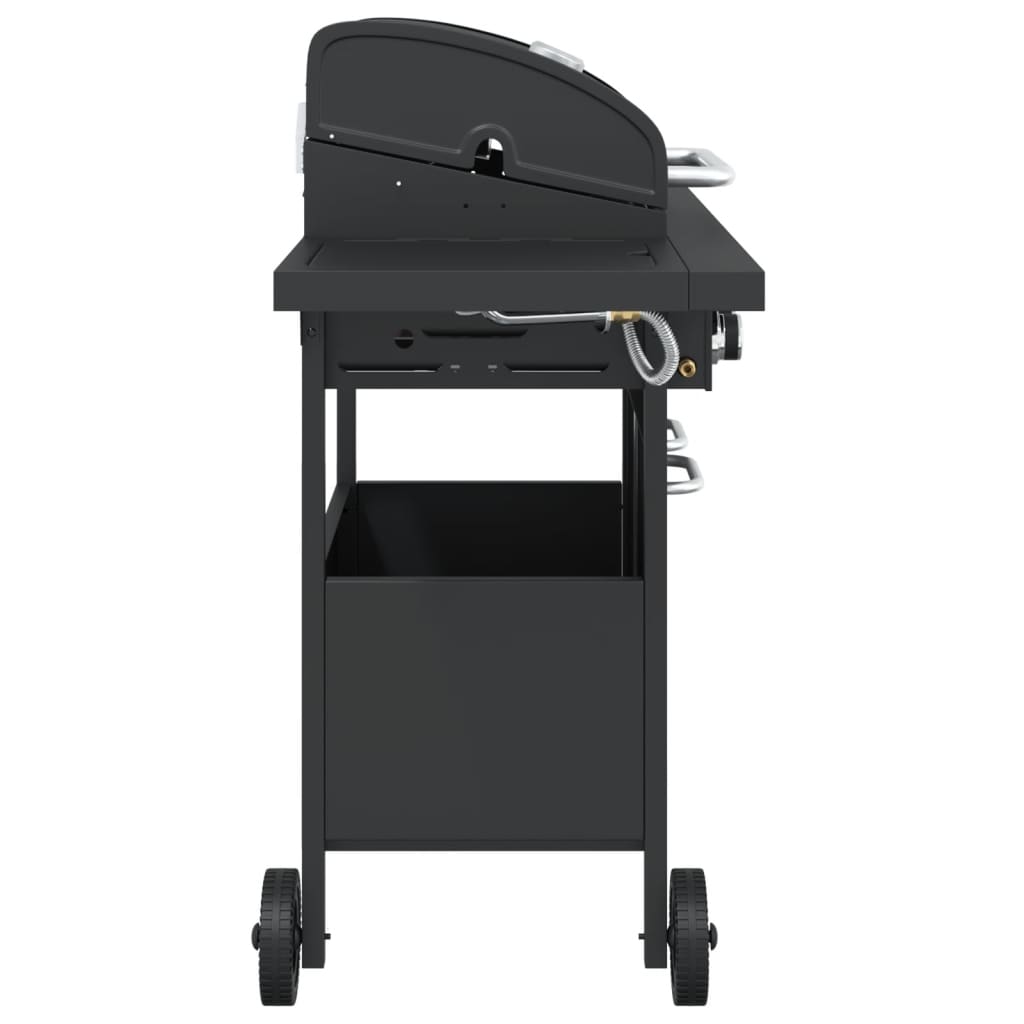 Gas grill with 4 burners, black, powder-coated steel