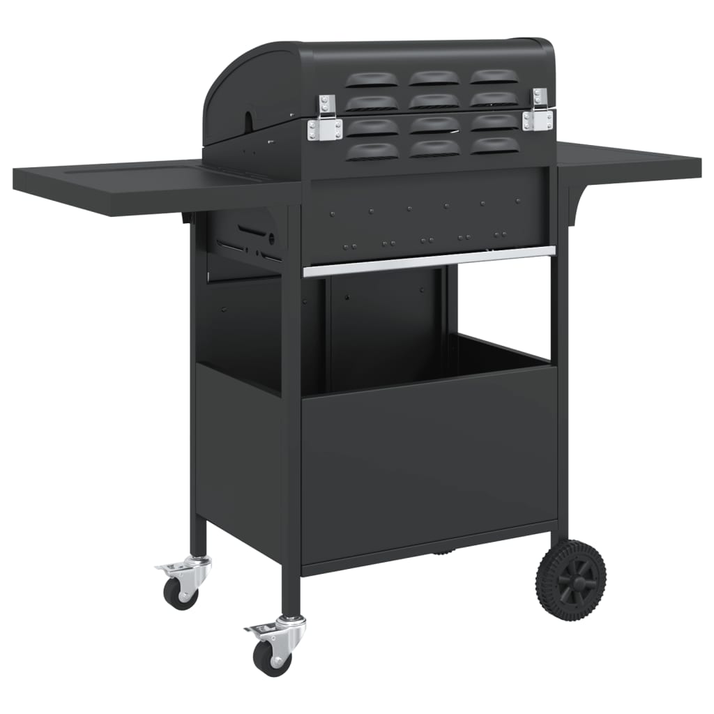 Gas grill with 4 burners, black, powder-coated steel