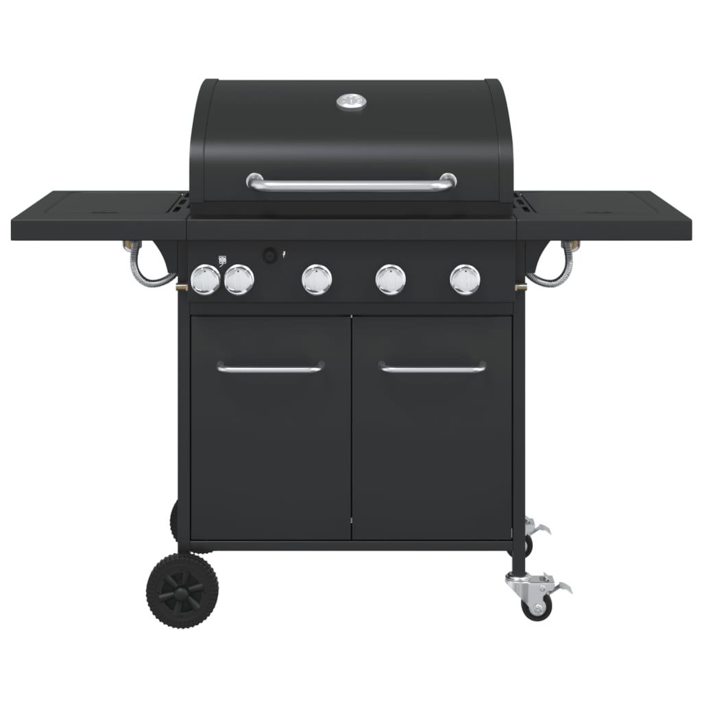 5-burner gas grill, black, powder-coated steel