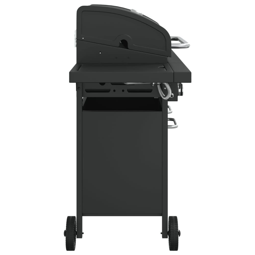 Gas grill with 7 burners, black, powder-coated steel