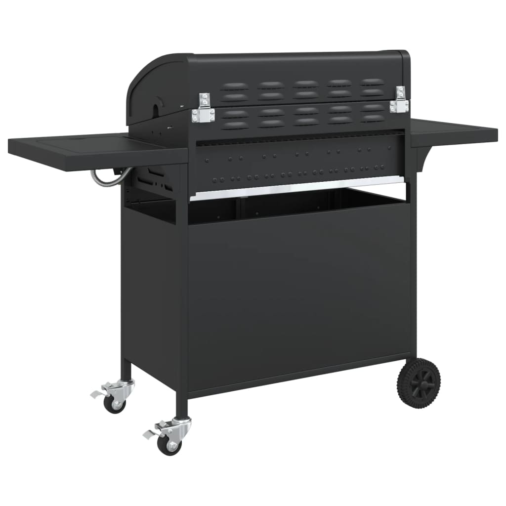 Gas grill with 7 burners, black, powder-coated steel