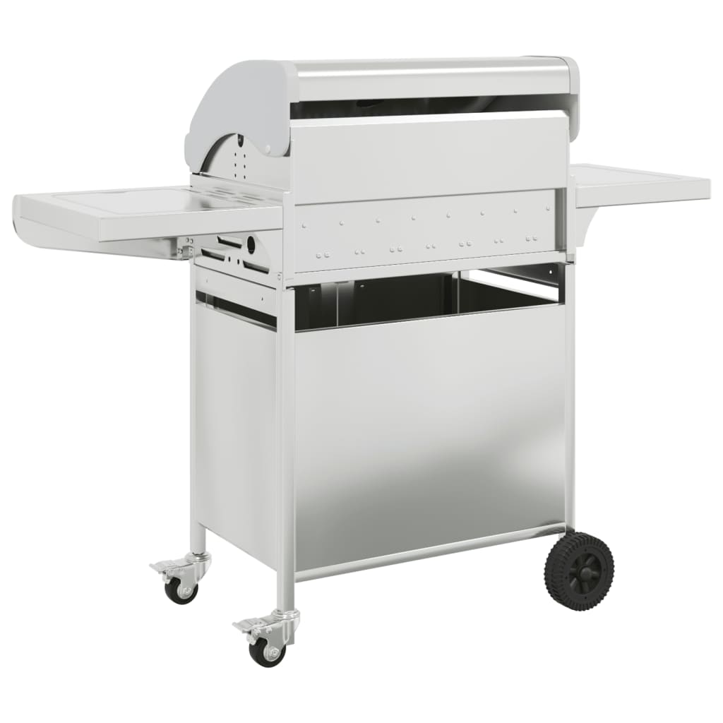 Gas grill with 5 burners, silver, stainless steel