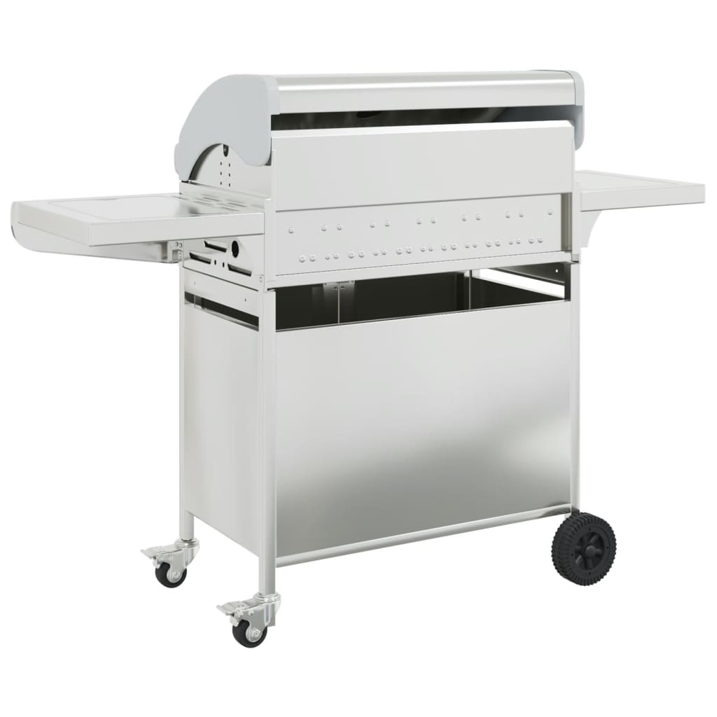 Gas grill with 7 burners, silver, stainless steel