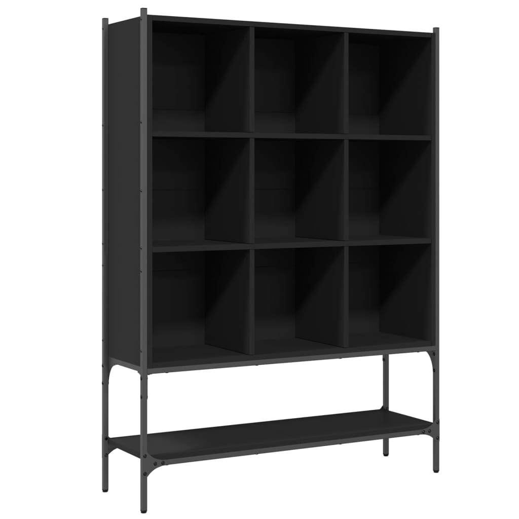 Bibliotecă, negru, 102x30x141,5 cm, lemn prelucrat