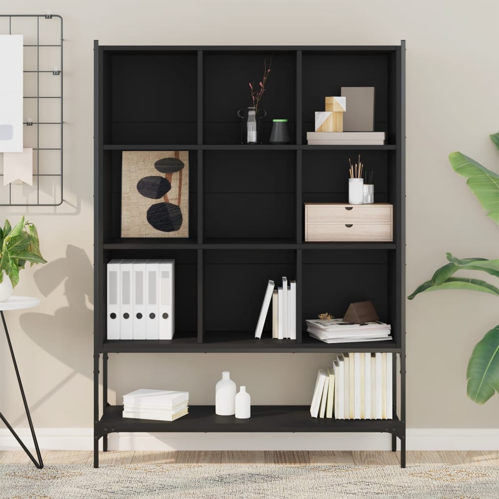 Bookcase, black, 102x30x141.5 cm, processed wood