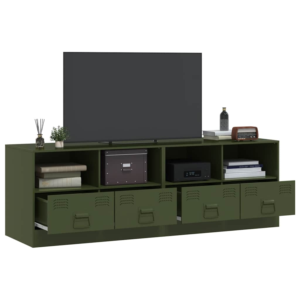 TV cabinets 2 pcs., olive green, 67x39x44 cm Steel