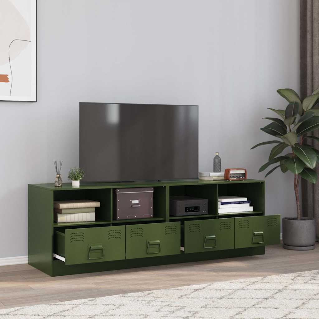 TV cabinets 2 pcs., olive green, 67x39x44 cm Steel