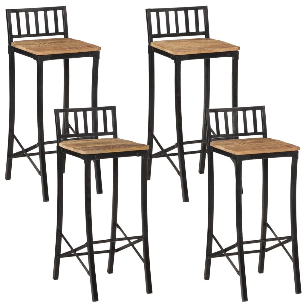 Bar set, 5 pieces, solid mango wood and metal