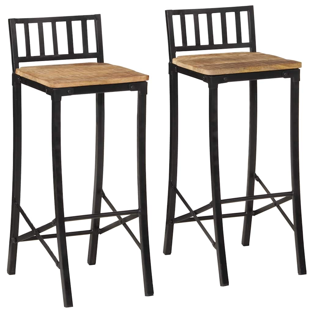 Bar set, 3 pieces, solid mango wood and metal