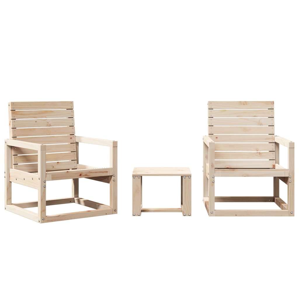 Garden furniture set, 3 pieces, solid pine wood