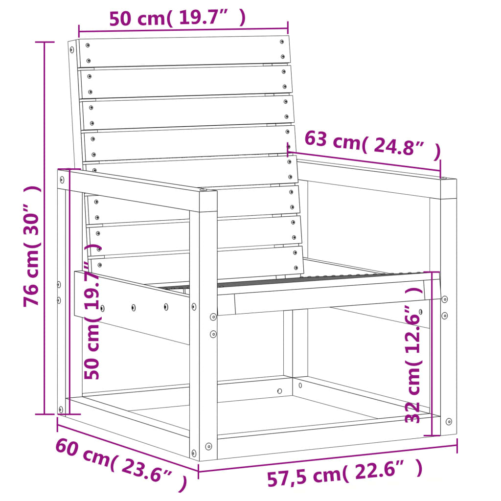 Garden furniture set, 3 pieces, solid douglas wood