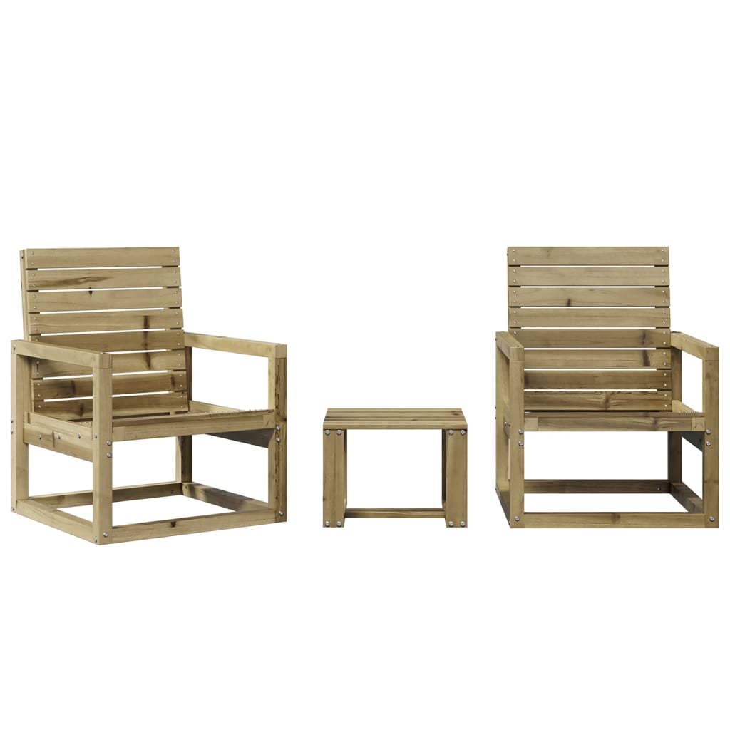 Garden furniture set, 3 pieces, impregnated pine wood