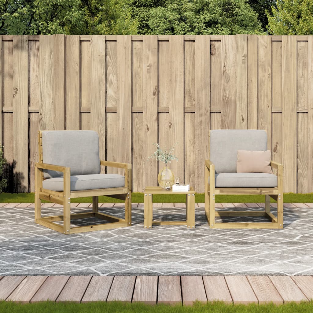 Garden furniture set, 3 pieces, impregnated pine wood