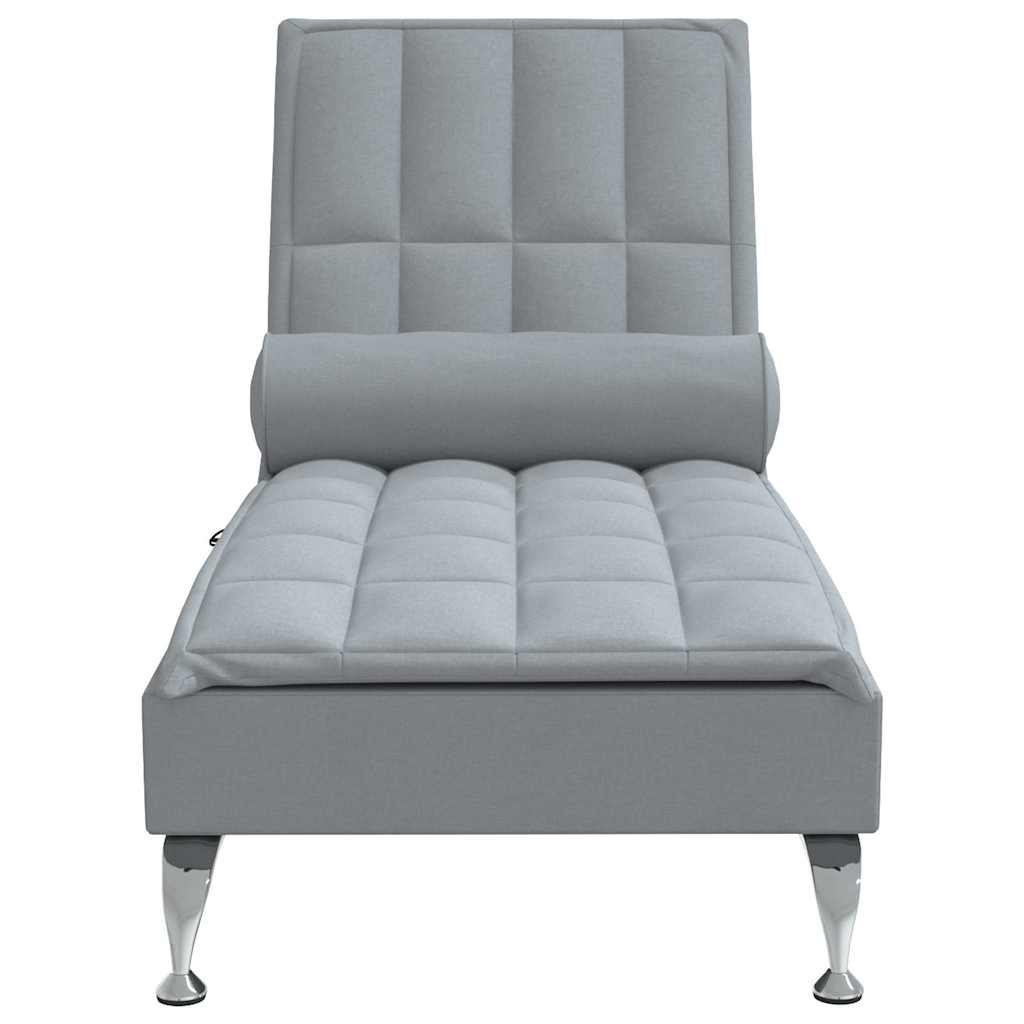 Massage lounger with support, light grey, textile