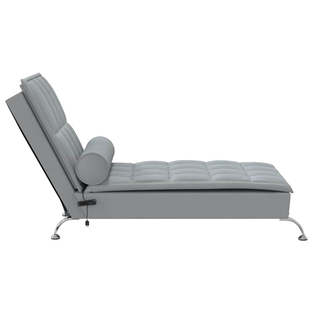 Massage lounger with support, light grey, textile