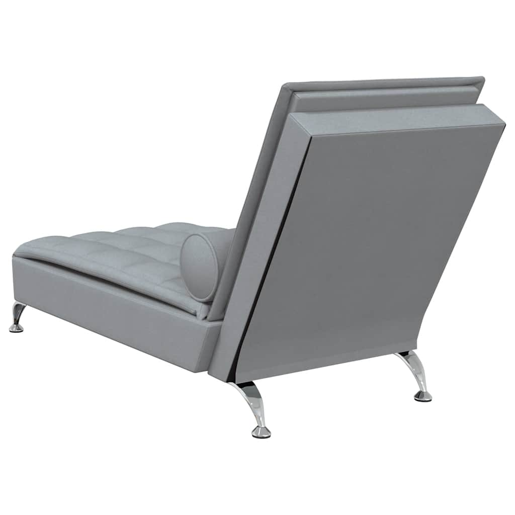 Massage lounger with support, light grey, textile