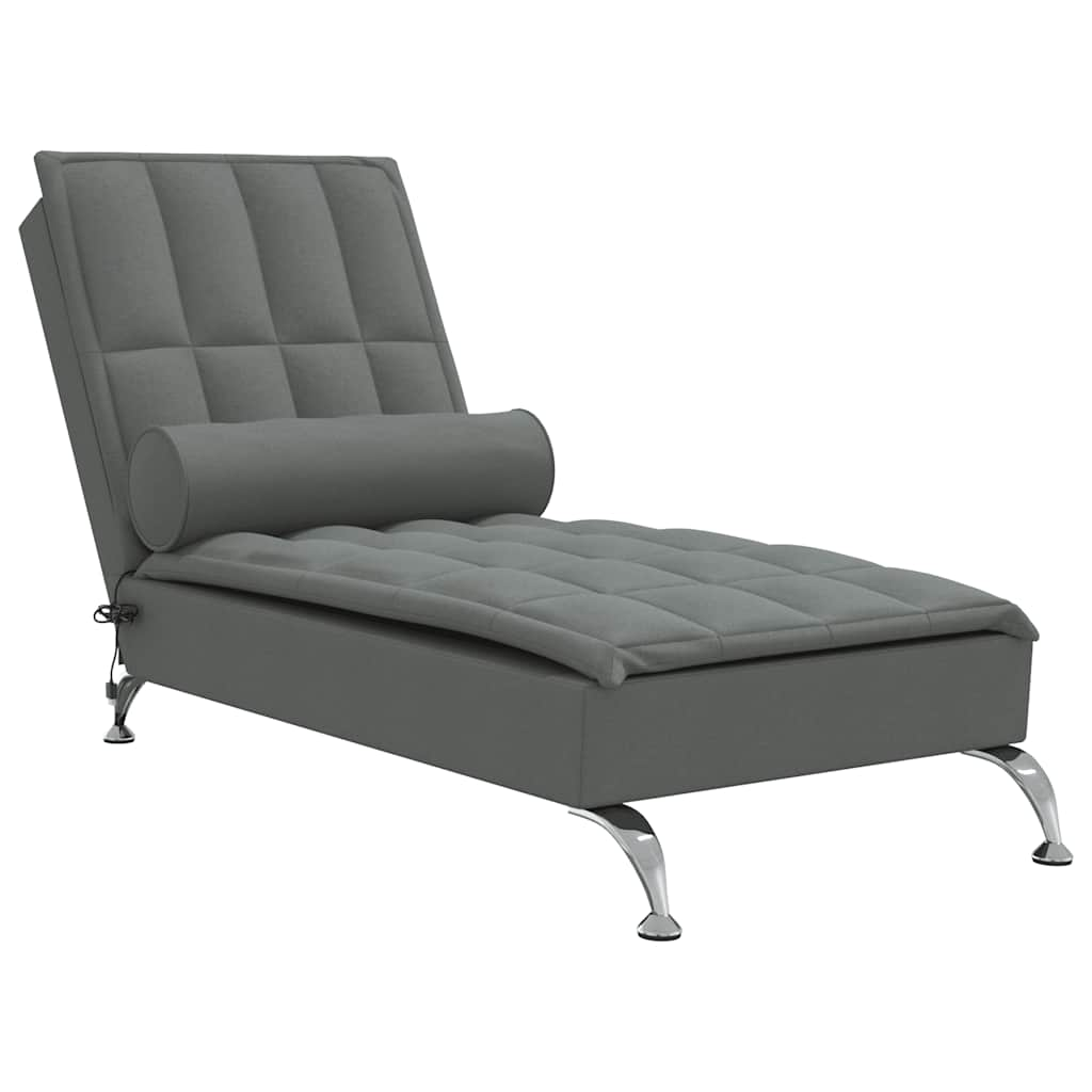 Massage lounger with support, dark grey, textile